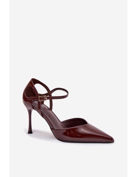 Patent Leather Heels with Strap Chocolate Tarilin
