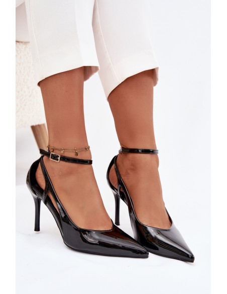 Patent leather high heels from eco leather black Fionnel