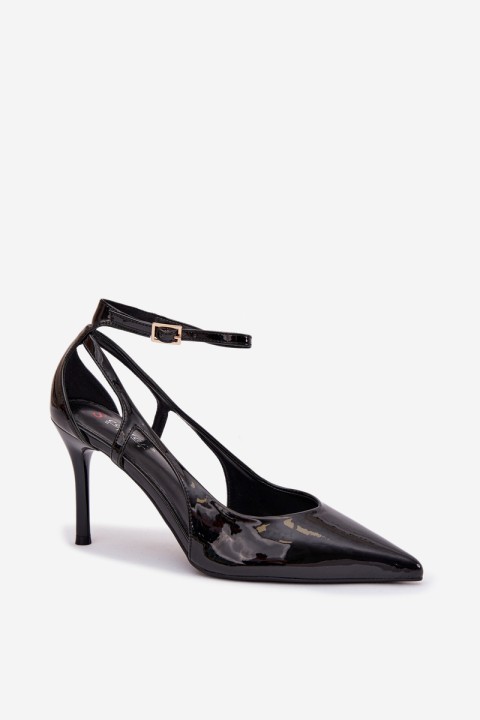 Patent leather high heels from eco leather black Fionnel