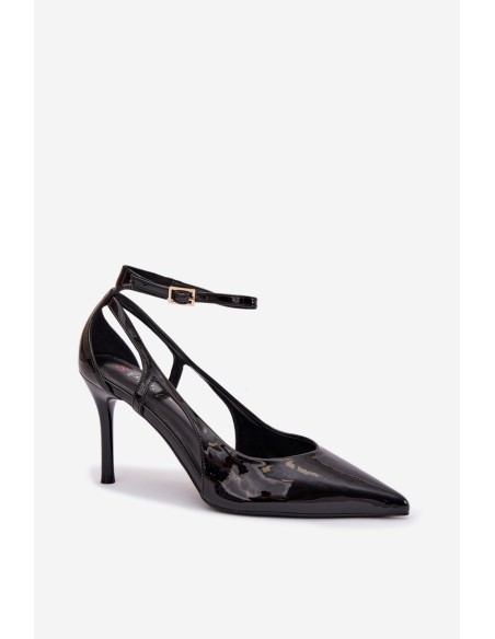 Patent leather high heels from eco leather black Fionnel