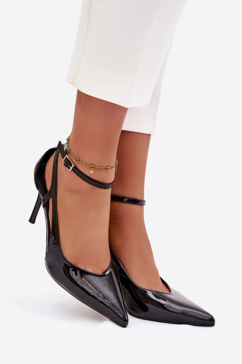 Patent leather high heels from eco leather black Fionnel