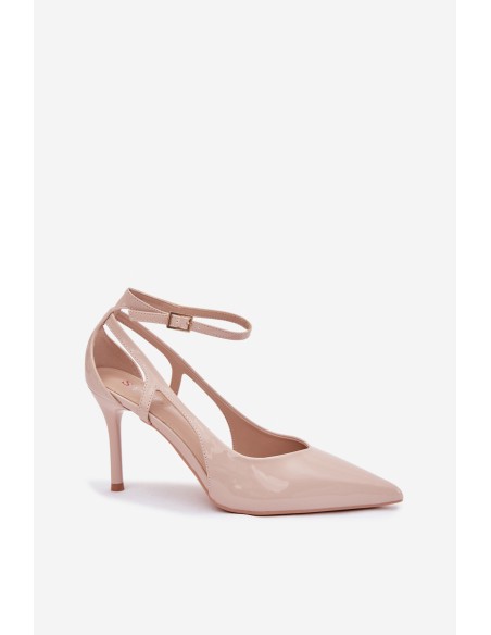 Patent leather high heels with eco leather beige Fionnel