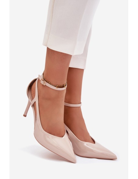 Patent leather high heels with eco leather beige Fionnel