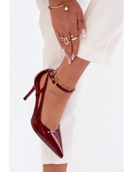 Patent Leather High Heels Made of Eco Leather Burgundy Fionnel