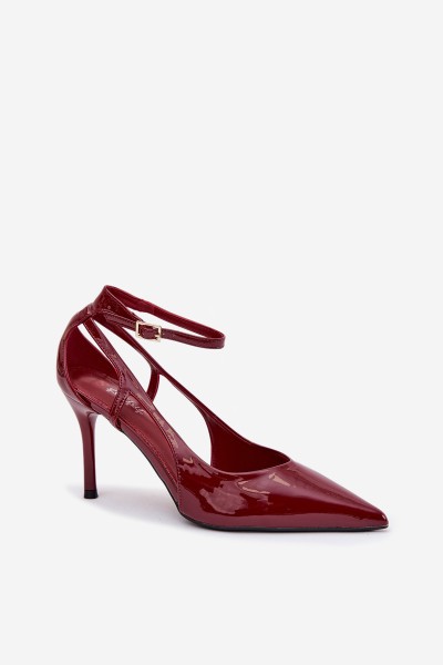 Patent Leather High Heels Made of Eco Leather Burgundy Fionnel 2