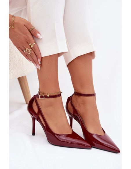 Patent Leather High Heels Made of Eco Leather Burgundy Fionnel