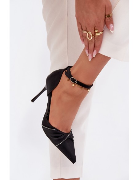 High heels with crystals Black Katlina