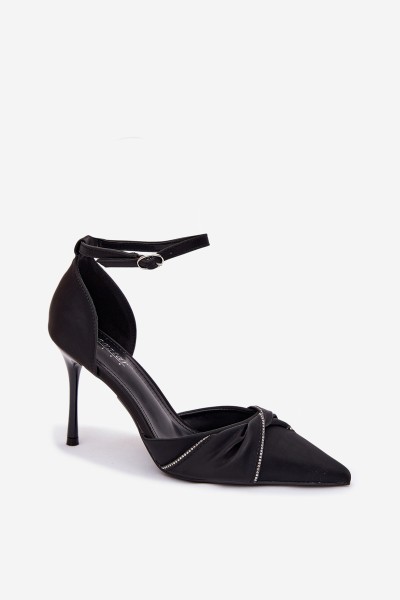 High heels with crystals Black Katlina 2