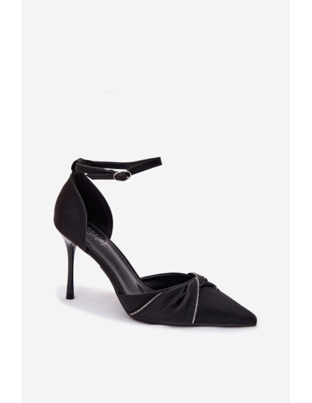 High heels with crystals Black Katlina