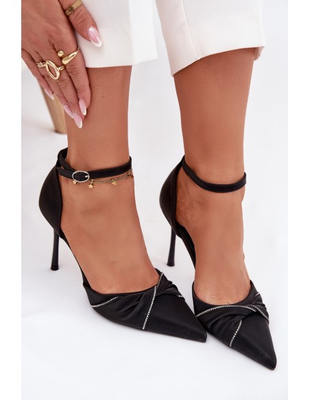 High heels with crystals Black Katlina
