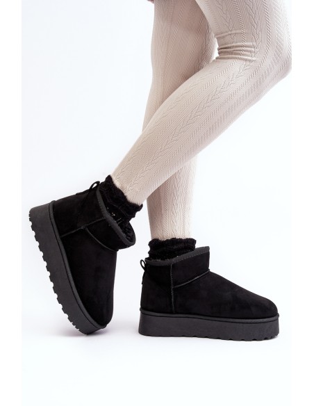 Women's Snow Boots On Platform Lined With Fur Black Xamella