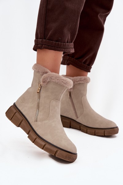 Women's Snow Boots on Platform with Fur Beige Briselle