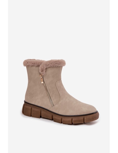 Women's Snow Boots on Platform with Fur Beige Briselle