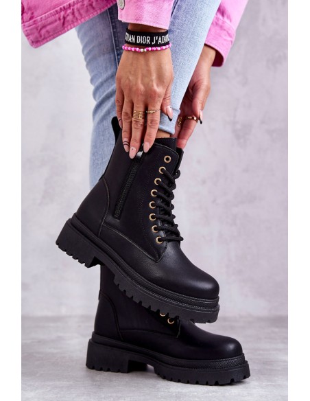 Women's Warm Leather Boots Light Black Dorchen