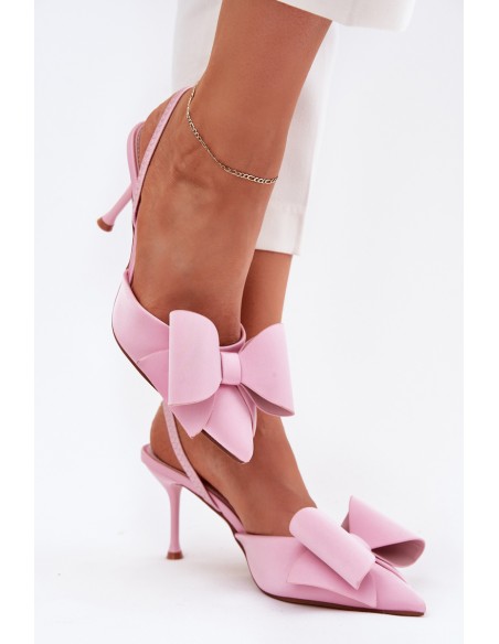 High Heels With Open Heels And Bow Pink Eklevia