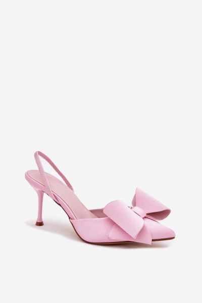 High Heels With Open Heels And Bow Pink Eklevia 2