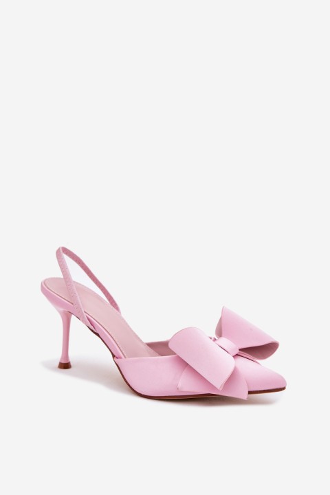 High Heels With Open Heels And Bow Pink Eklevia