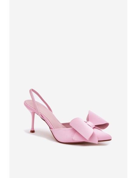 High Heels With Open Heels And Bow Pink Eklevia