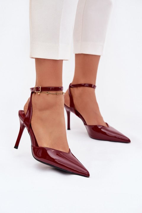 Lacquered high heels with open heel Bordeaux Laretta