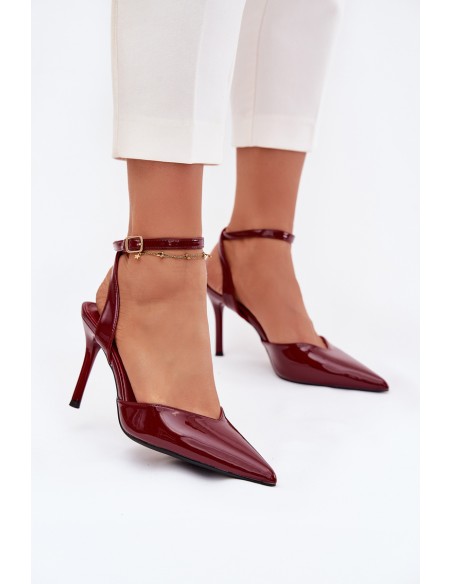 Lacquered high heels with open heel Bordeaux Laretta