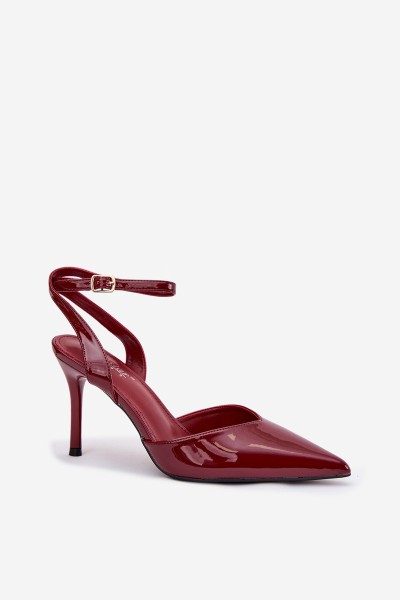 Lacquered high heels with open heel Bordeaux Laretta 2