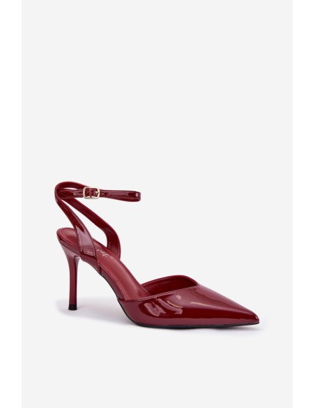 Lacquered high heels with open heel Bordeaux Laretta