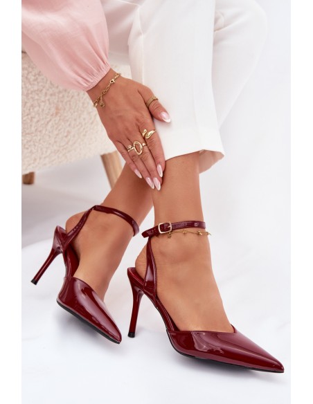 Lacquered high heels with open heel Bordeaux Laretta