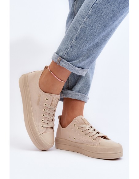 Women's Beige Fabric Sneakers Staneva