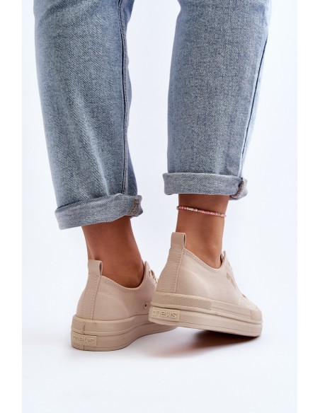 Women's Beige Fabric Sneakers Staneva