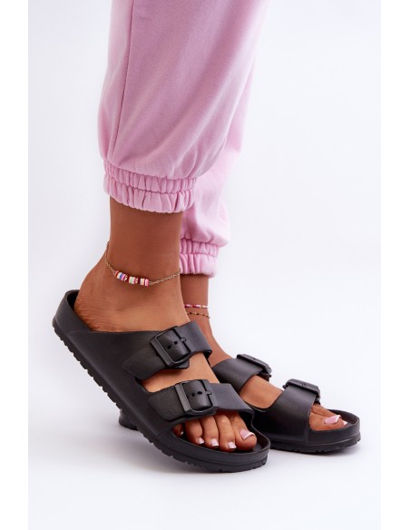 Women's Foam Flip-Flops with Buckles Black Luciene