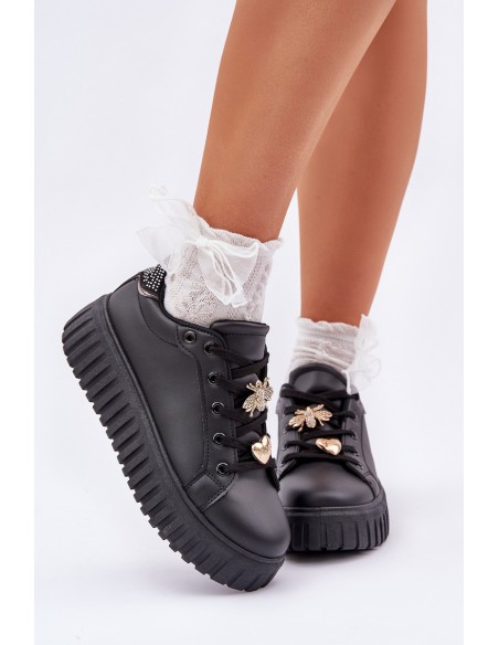 Women's Sneakers With Flowers Black Grelesi