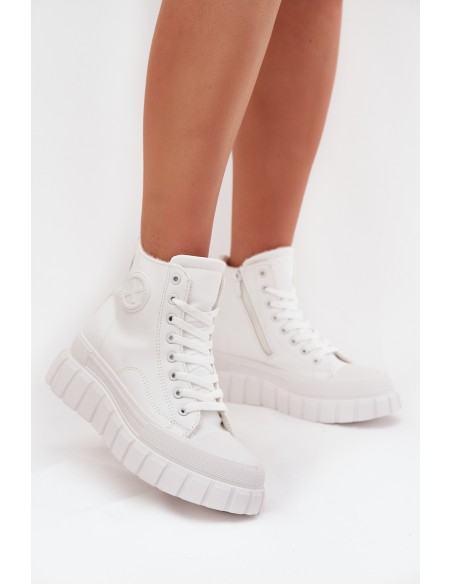 Insulated High Women's Sneakers On Platform Zip White Sarira