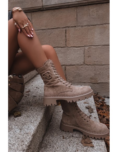 Women's Workery Boots With Decorative Element Insulated Beige Kalindra