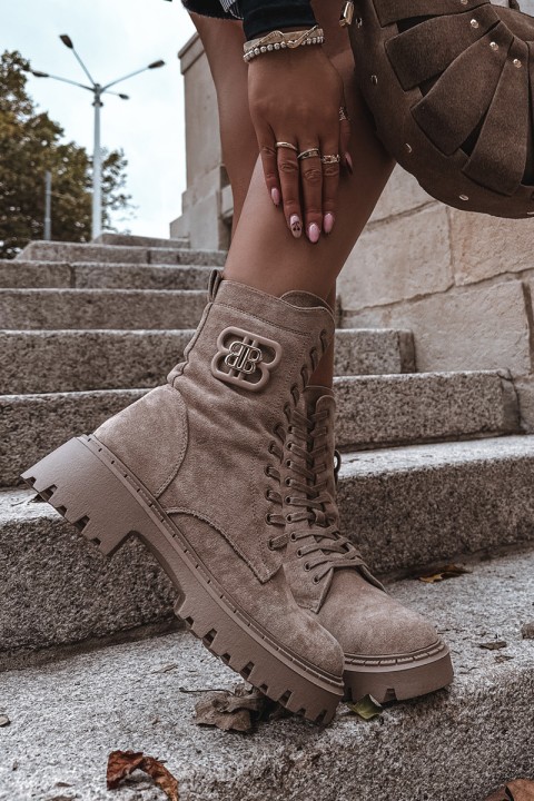 Women's Workery Boots With Decorative Element Insulated Beige Kalindra