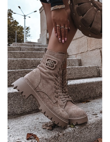 Women's Workery Boots With Decorative Element Insulated Beige Kalindra