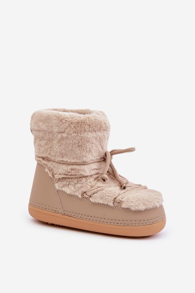 Snow Boots With Fur And Lacing Beige Silvara 2