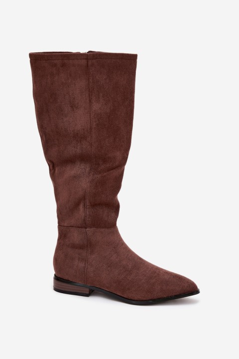 Suede Boots With Flat Heel Brown Eelin
