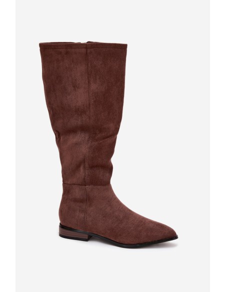 Suede Boots With Flat Heel Brown Eelin