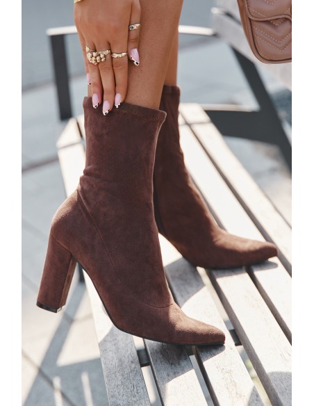 Women's Block Heel Ankle Boots with Stitching Brown Rosivelle