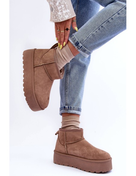 Suede Snow Boots On Platform Dark Beige Corcoran