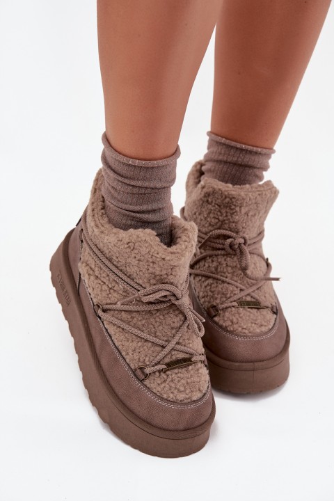 Womens Snow Boots On Platform With Faux Fur SS274112 Brown