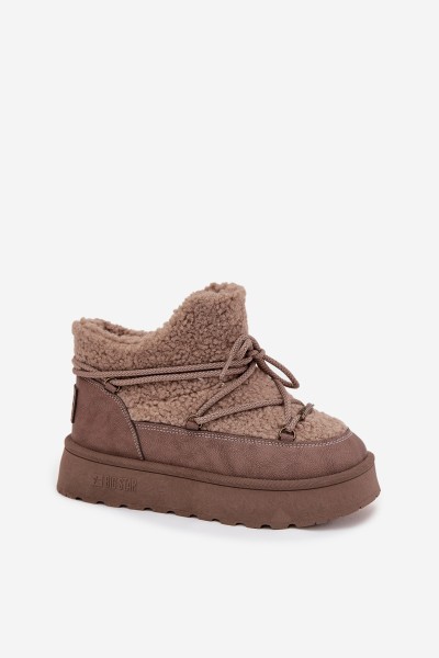 Womens Snow Boots On Platform With Faux Fur SS274112 Brown 2