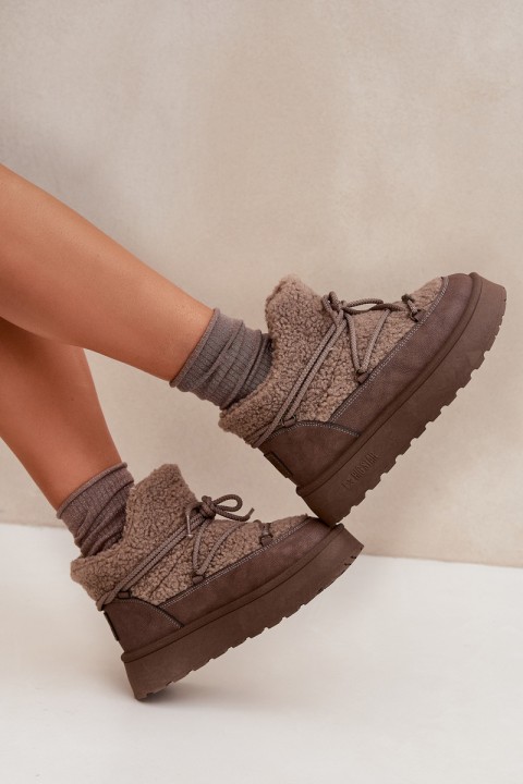 Womens Snow Boots On Platform With Faux Fur SS274112 Brown