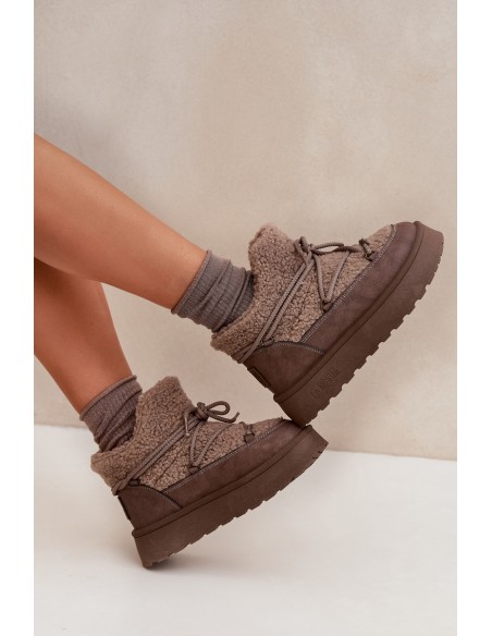 Womens Snow Boots On Platform With Faux Fur SS274112 Brown