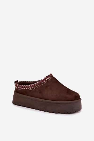 Low Women's Snow Boots with Embroidery on Platform Chocolate Narirya 2