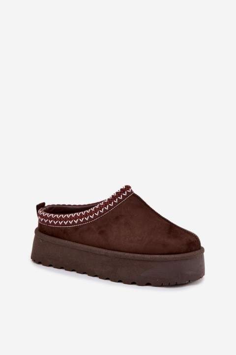 Low Women's Snow Boots with Embroidery on Platform Chocolate Narirya