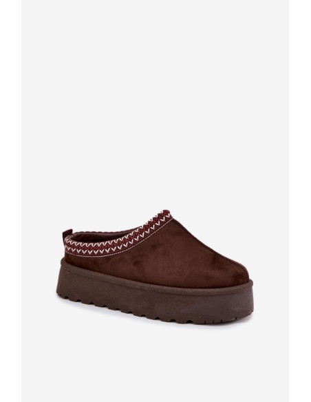 Low Women's Snow Boots with Embroidery on Platform Chocolate Narirya