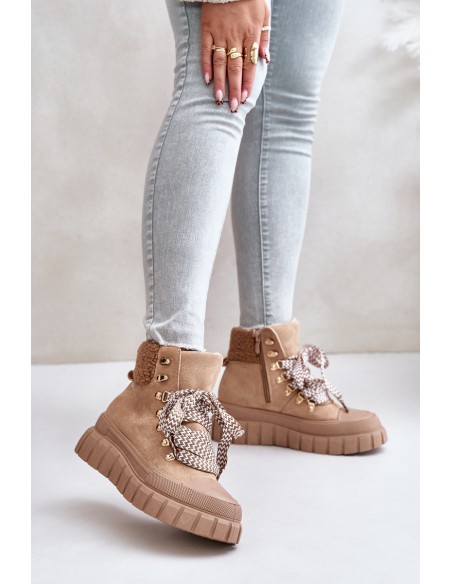 Women's Insulated Platform Ankle Boots Brown Alcyhen