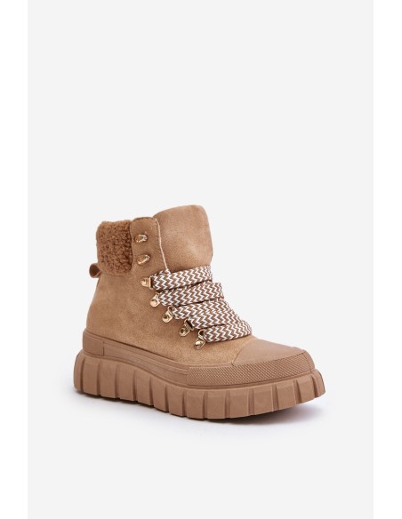 Women's Insulated Platform Ankle Boots Brown Alcyhen