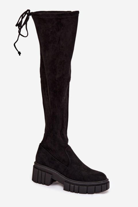 Women's Suede Boots Workers Black Cheera